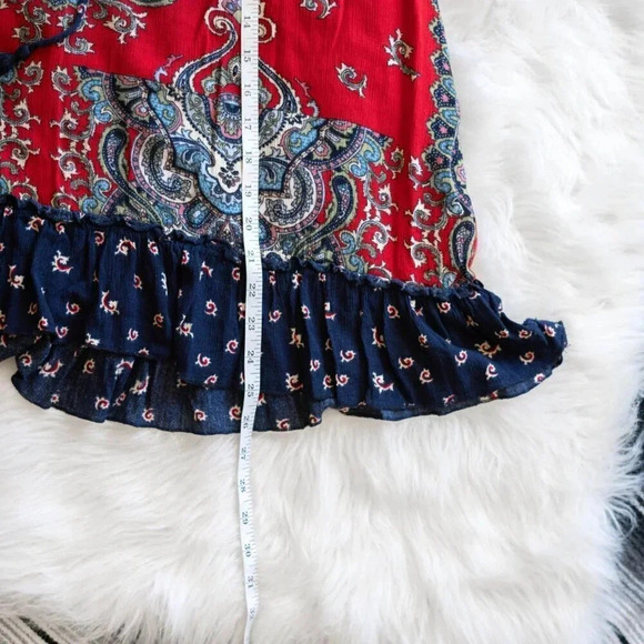 BILA SLEEVELESS SZ XXL PAISLEY FLORAL RUFFLE TASSEL BOHO WESTERN TOP - Picture 6 of 7